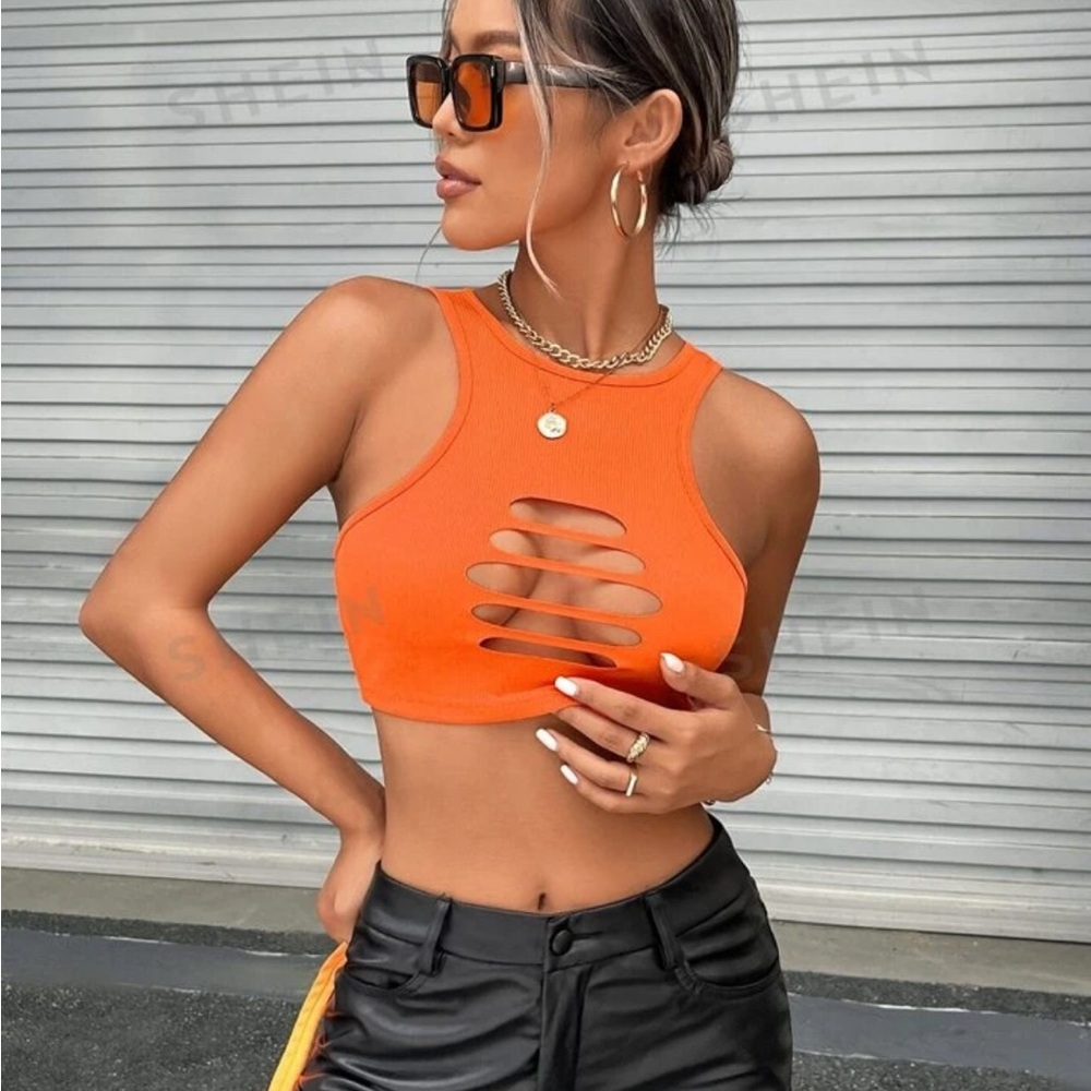 Orange cut out crop top